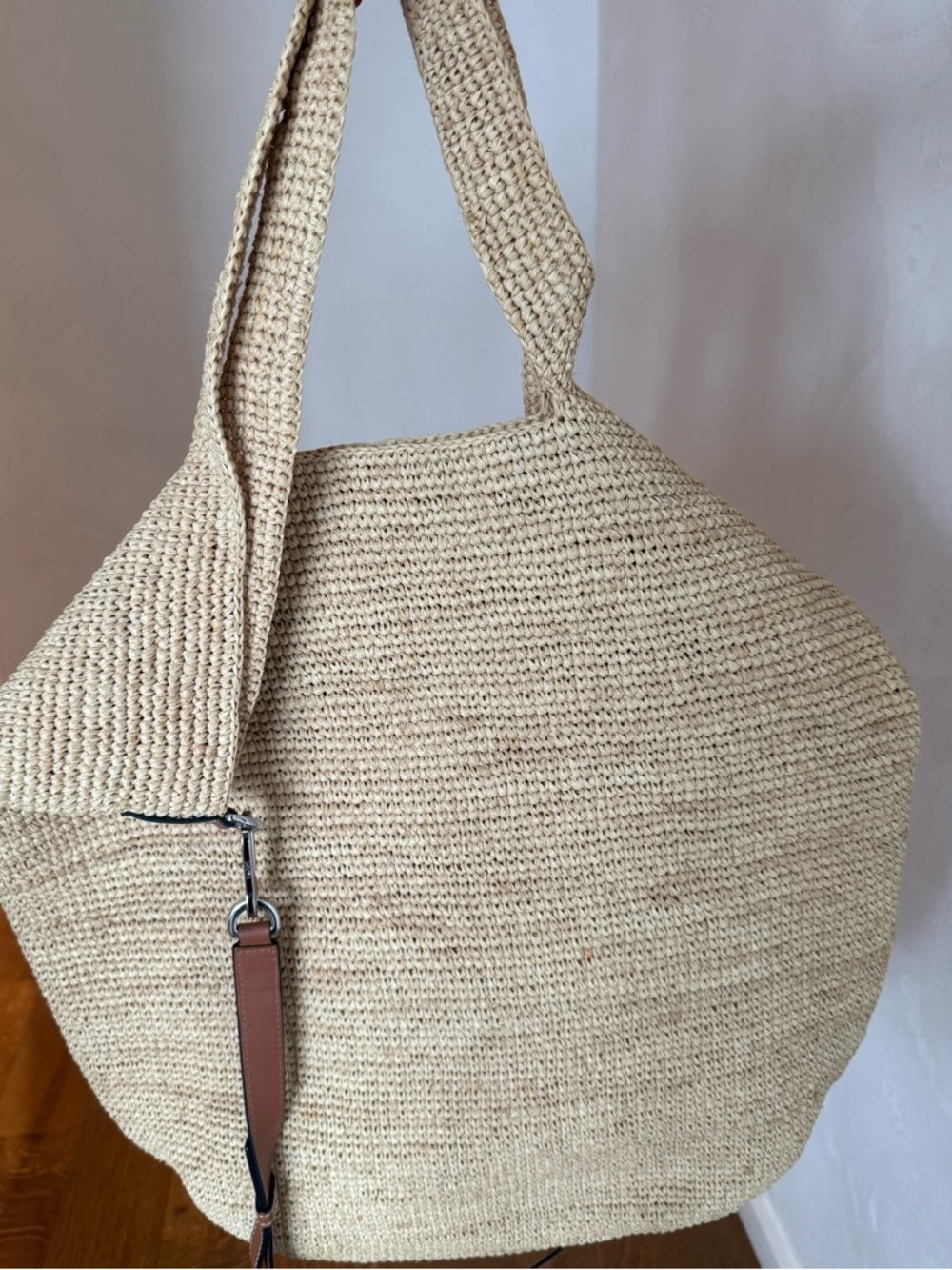 Loewe Natural Raffia Tote with Brown Leather Logo Patch - Picture 5 of 8
